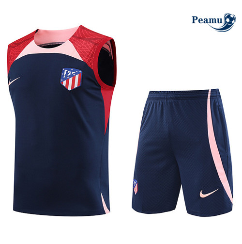 Peamu - Maillot foot Kit Entrainement Atletico Madrid Debardeur + Shorts Bleu 2023/24 Outlet