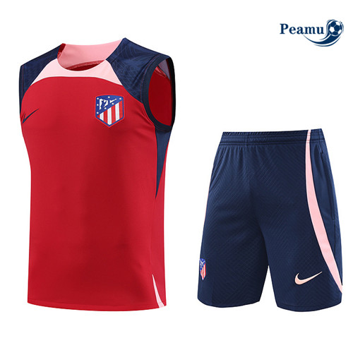 Peamu - Maillot foot Kit Entrainement Atletico Madrid Debardeur + Shorts Rouge 2023/24 Soldes