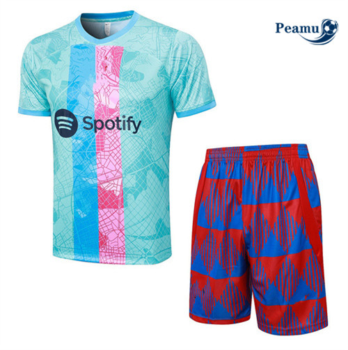 Peamu - Maillot foot Kit Entrainement Barcelone + Shorts Bleu 2023/24 personnalisé