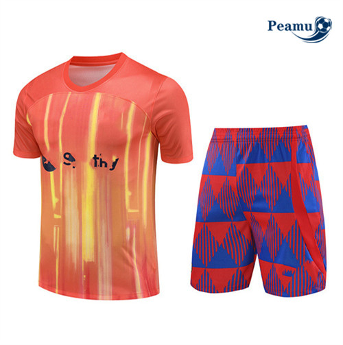 Peamu - Maillot foot Kit Entrainement Barcelone + Shorts Orange 2023/24 grossiste