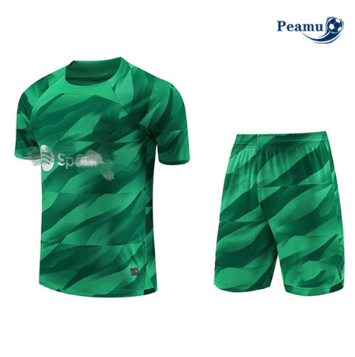 Peamu - Maillot foot Kit Entrainement Gardien de but Barcelone + Shorts Vert 2023/24 prix