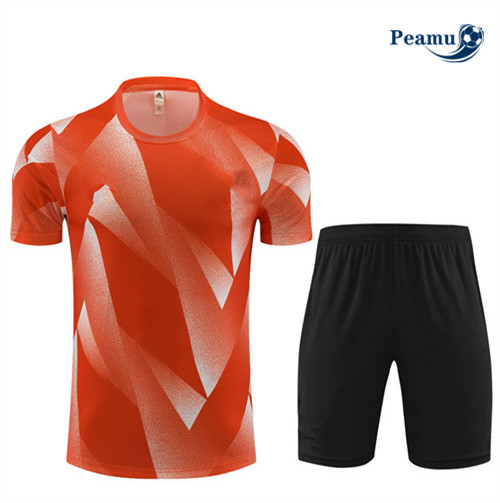 Peamu - Maillot foot Kit Entrainement Bayern Munich Enfant + Shorts Orange 2023/24 Officiel