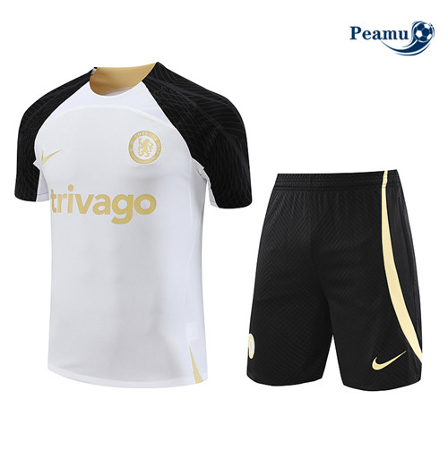 Peamu - Maillot foot Kit Entrainement Chelsea + Shorts Blanc 2023/24 grossiste