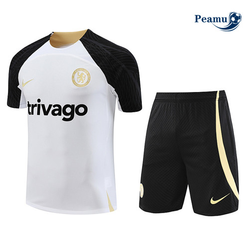 Peamu - Maillot foot Kit Entrainement Chelsea + Shorts Blanc 2023/24 discout