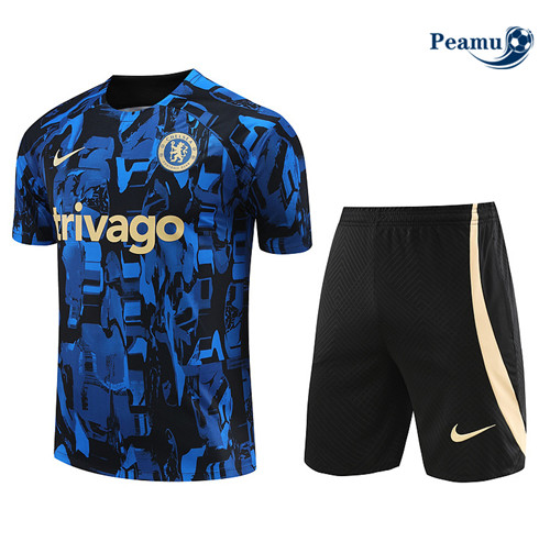 Peamu - Maillot foot Kit Entrainement Chelsea + Shorts Bleu 2023/24 Officiel