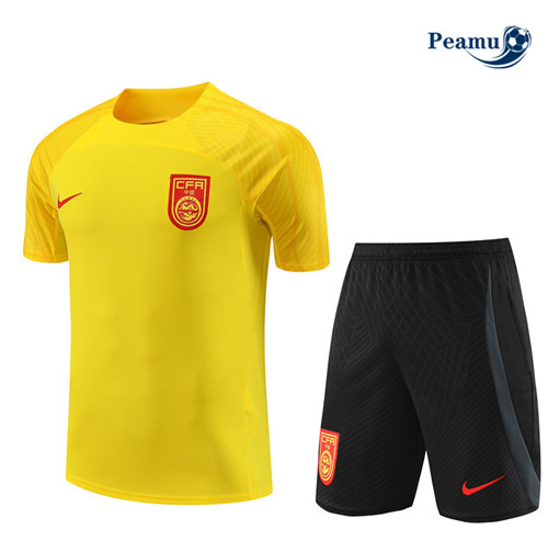 Peamu - Maillot foot Kit Entrainement Chine + Shorts Jaune 2023/24 Officiel