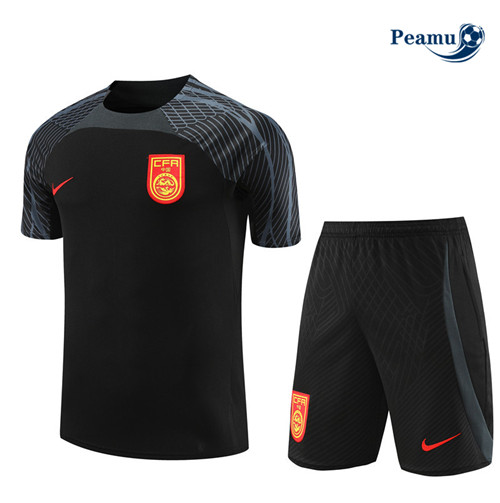 Peamu - Maillot foot Kit Entrainement Chine + Shorts Noir 2023/24 personnalisé