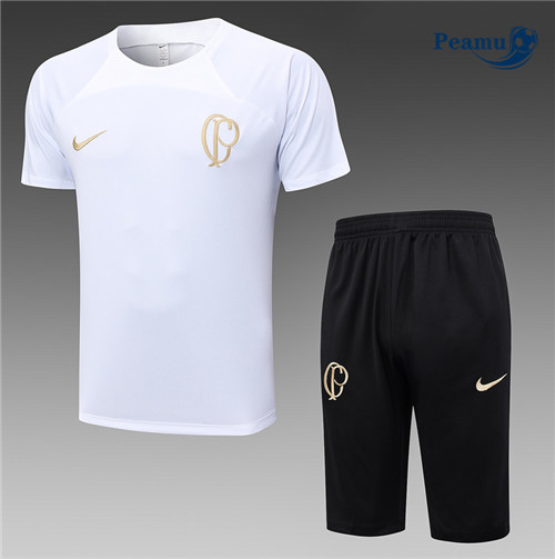 Peamu - Maillot foot Kit Entrainement Corinthians + Shorts Blanc 2023/24 grossiste