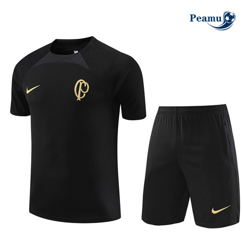 Peamu - Maillot foot Kit Entrainement Corinthians + Shorts Noir 2023/24 Officiel