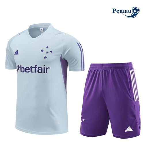Peamu - Maillot foot Kit Entrainement Cruzeiro Enfant + Shorts Bleu 2023/24 Outlet