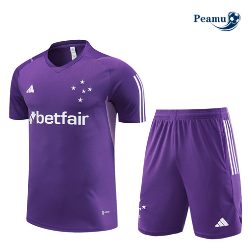 Peamu - Maillot foot Kit Entrainement Cruzeiro Enfant + Shorts Violet 2023/24 Soldes