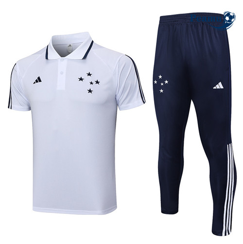 Peamu - Maillot foot Kit Entrainement Cruzeiro Polo + Pantalon Blanc 2023/24 personnalisé