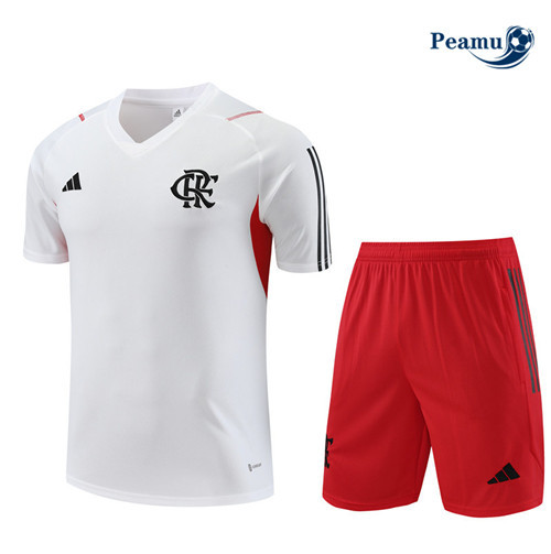 Peamu - Maillot foot Kit Entrainement Flamengo Enfant + Shorts Blanc 2023/24 Soldes