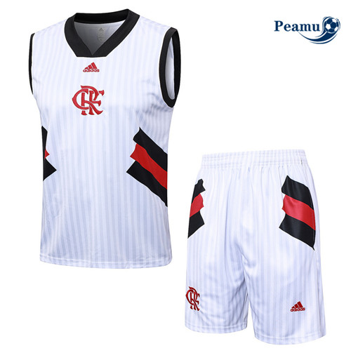 Peamu - Maillot foot Kit Entrainement Flamengo Debardeur + Shorts Blanc 2023/24 Original