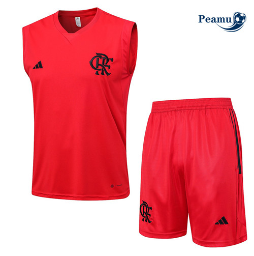 Peamu - Maillot foot Kit Entrainement Flamengo Debardeur + Shorts Rouge 2023/24 Outlet