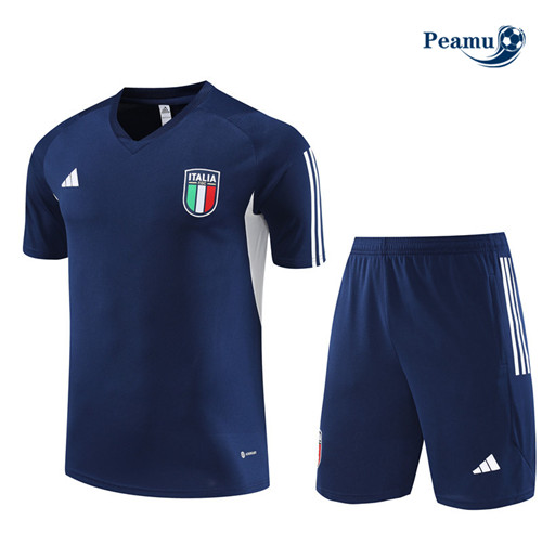 Peamu - Maillot foot Kit Entrainement Italie Enfant + Shorts Bleu 2023/24 personnalisé