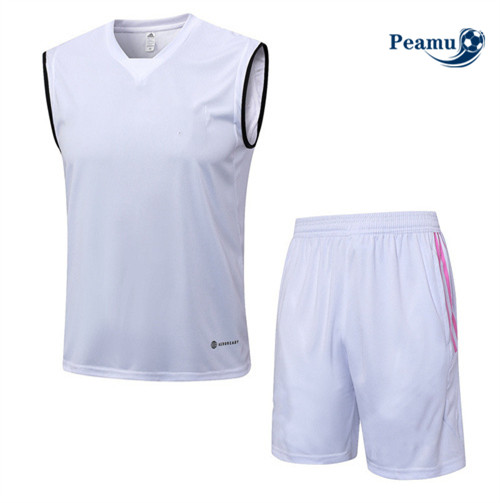 Peamu - Maillot foot Kit Entrainement Juventus Debardeur + Shorts Blanc 2023/24 personnalisé