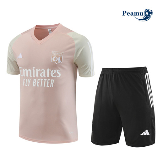 Peamu - Maillot foot Kit Entrainement Lyon + Shorts Rose 2023/24 personnalisé