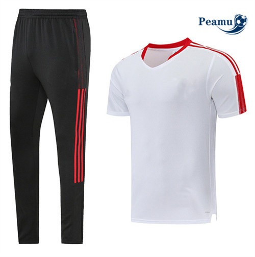 Peamu - Maillot foot Kit Entrainement Manchester United + Pantalon Blanc 2023/24 Officiel