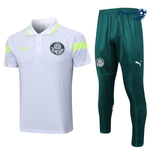Peamu - Maillot foot Kit Entrainement Palmeiras Polo + Pantalon Blanc 2023/24 personnalisé