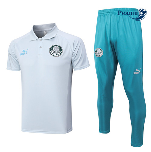Peamu - Maillot foot Kit Entrainement Palmeiras Polo + Pantalon Gris 2023/24 Original