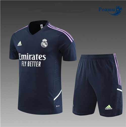 Peamu - Maillot foot Kit Entrainement Real Madrid Enfant + Shorts Bleu 2023/24 Soldes