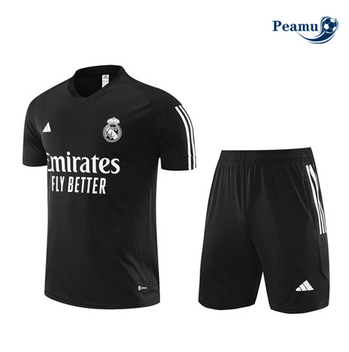 Peamu - Maillot foot Kit Entrainement Real Madrid Enfant + Shorts Noir 2023/24 Paris