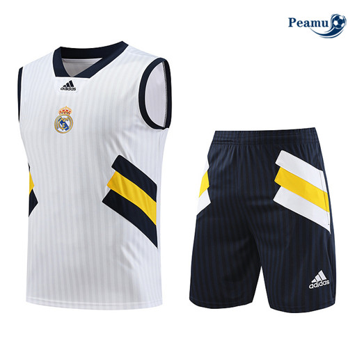 Peamu - Maillot foot Kit Entrainement Real Madrid Debardeur + Shorts Blanc 2023/24 discout