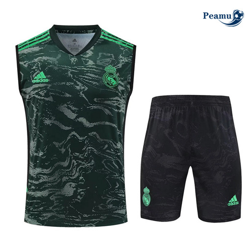 Peamu - Maillot foot Kit Entrainement Real Madrid Debardeur + Shorts Vert 2023/24 Original