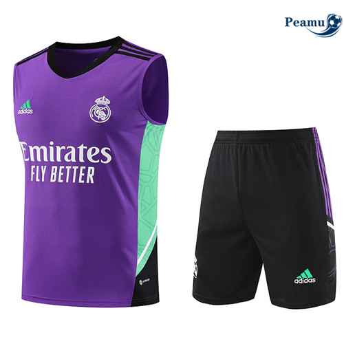 Peamu - Maillot foot Kit Entrainement Real Madrid Debardeur + Shorts Violet 2023/24 grossiste