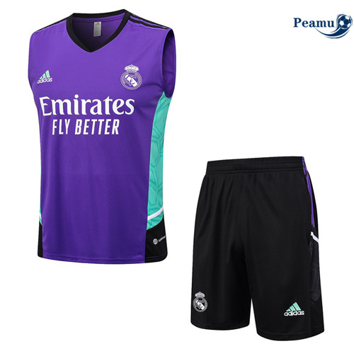 Peamu - Maillot foot Kit Entrainement Real Madrid Debardeur + Shorts Violet 2023/24 Paris