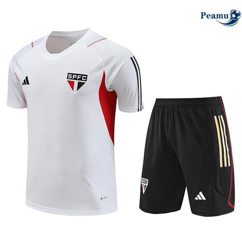 Peamu - Maillot foot Kit Entrainement Sao Paulo + Shorts Blanc 2023/24 Outlet