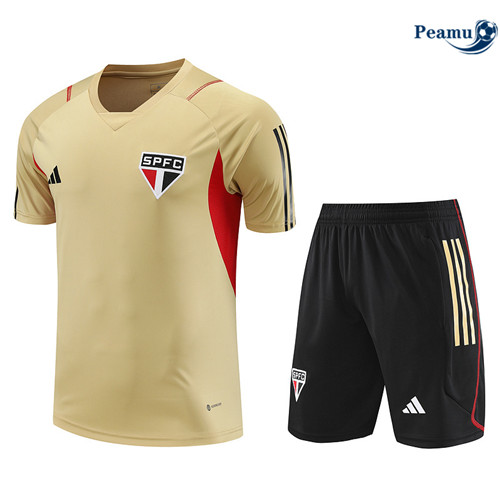 Peamu - Maillot foot Kit Entrainement Sao Paulo + Shorts Jaune 2023/24 grossiste