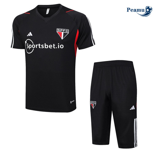 Peamu - Maillot foot Kit Entrainement Sao Paulo + Shorts Noir 2023/24 Officiel