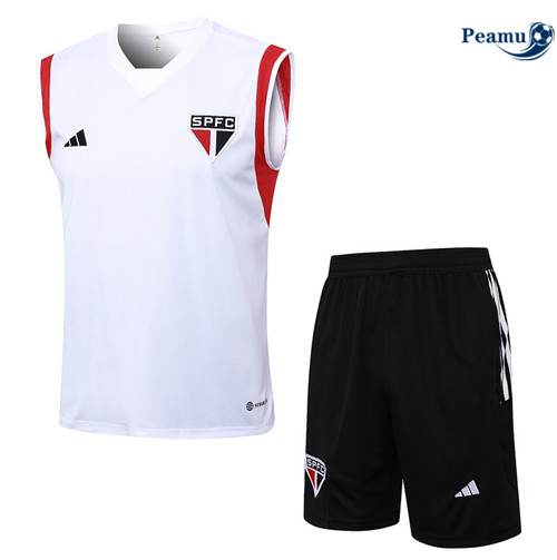 Peamu - Maillot foot Kit Entrainement Sao Paulo Debardeur + Shorts Blanc 2023/24 prix