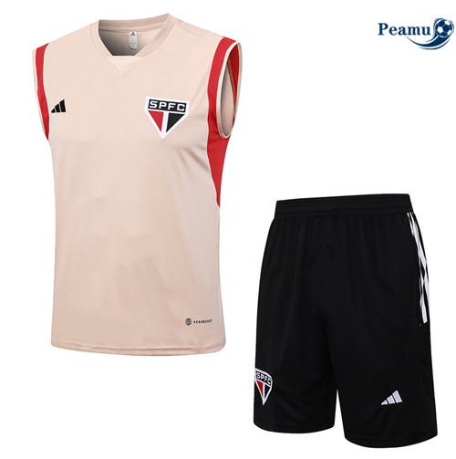 Peamu - Maillot foot Kit Entrainement Sao Paulo Debardeur + Shorts Rose 2023/24 grossiste