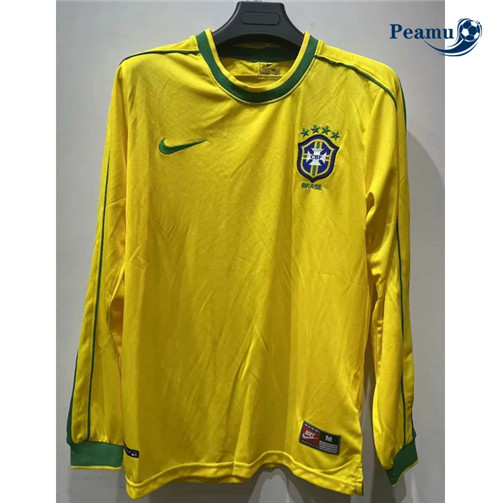 Peamu - Maillot foot Retro Brésil Domicile Manche Longue 1998 grossiste