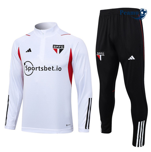Peamu - Maillot foot Survetement Sao Paulo Blanc 2023/24 Outlet