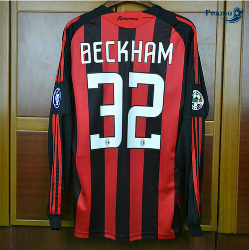 Classico Maglie AC Milan Manche Longue Domicile (32 Beckham) 2008-09
