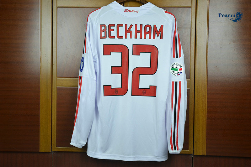 Classico Maglie AC Milan Manche Longue Exterieur Bianco (32 Beckham) 2008-09