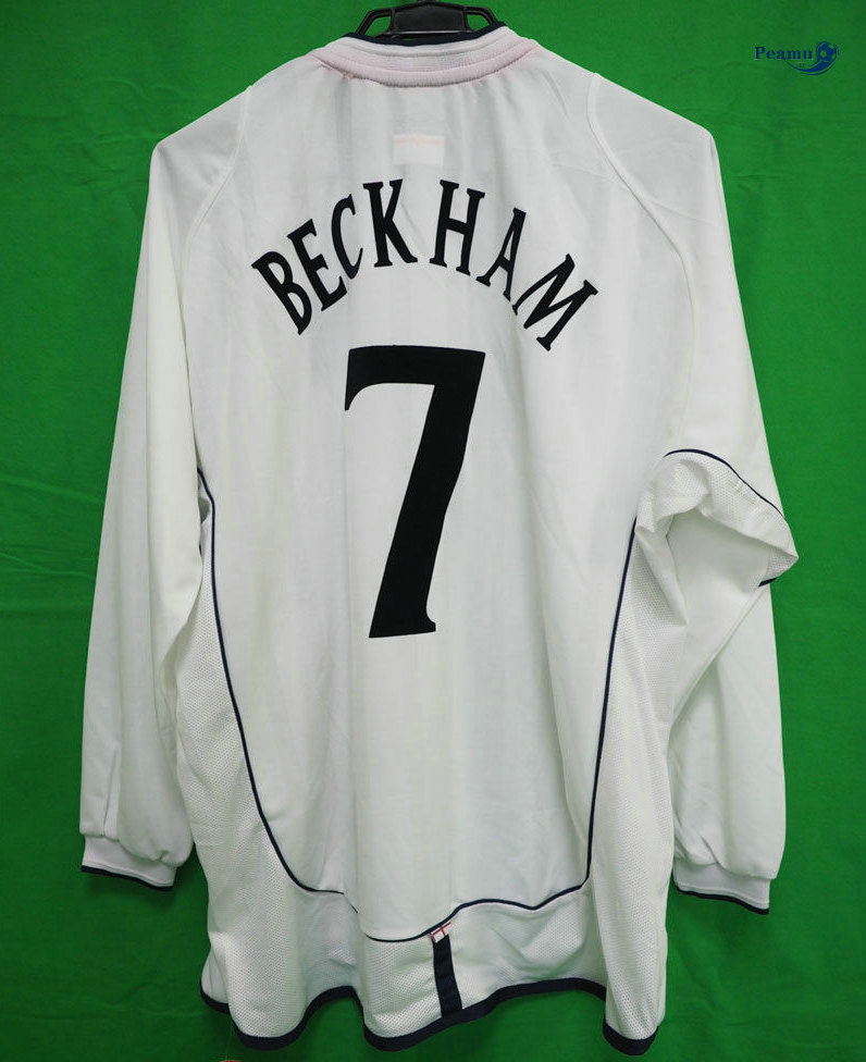 Classico Maglie Angleterre Manche Longue Domicile (7 Beckham) Coppa Del Mondo 2002