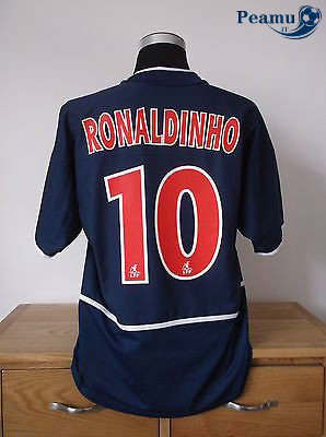Classico Maglie PSG Domicile Bleu clair (10 Ronaldinho) 2002-03