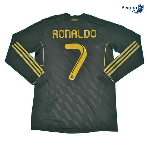 Classico Maglie Real Madrid Exterieur Manche Longue Noir 7 Ronaldo 2011-12