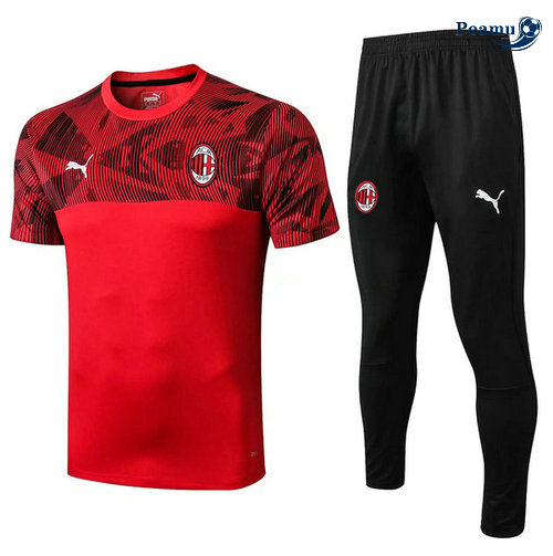 Kit Maillot Entrainement AC Milan + Pantalon Rouge/Noir 2019-2020 M006