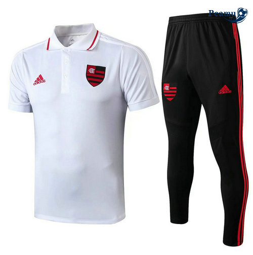 Kit Maillot Entrainement POLO Flamengo RJ + Pantalon Bianco/Noir 2019-2020