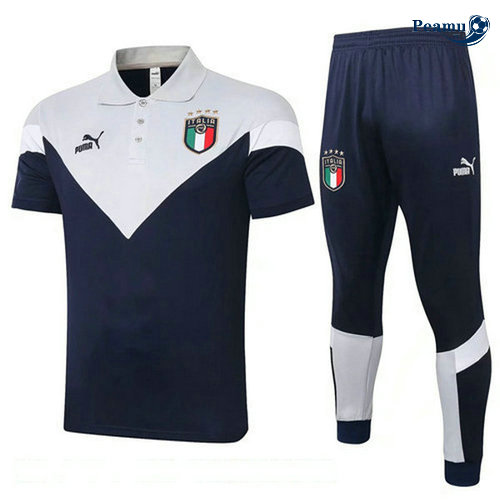 Kit Maillot Entrainement Italie polo + Pantalon Bleu navy/Bianco 2020-2021