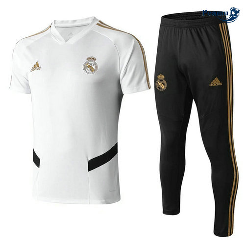 Kit Maillot Entrainement Real Madrid + Pantalon Bianco/Noir 2019-2020