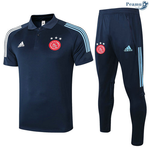 Kit Maillot Entrainement Polo AFC Ajax + Pantalon Bleu Marine 2020-2021