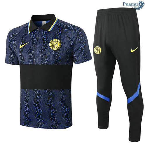 Kit Maillot Entrainement Polo Inter Milan + Pantalon Bleu/Noir 2020-2021