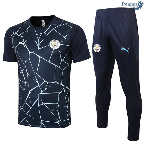 Kit Maillot Entrainement Manchester City + Pantalon Bleu Marine 2020-2021